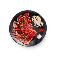 beef fillet + pickled mooli seared tataki