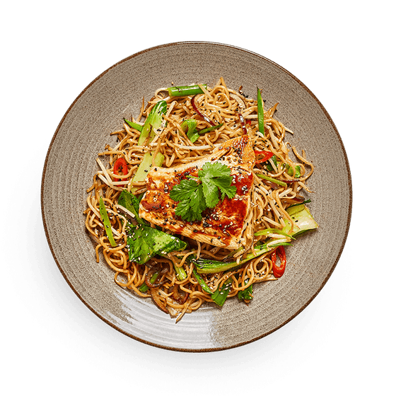 salmon teriyaki soba