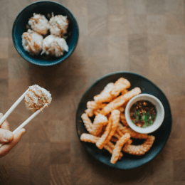 chilli squid in a bowl