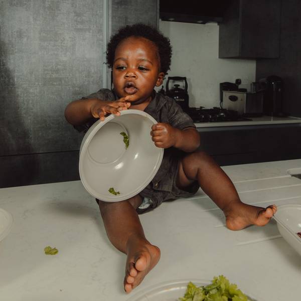 child holding packaging