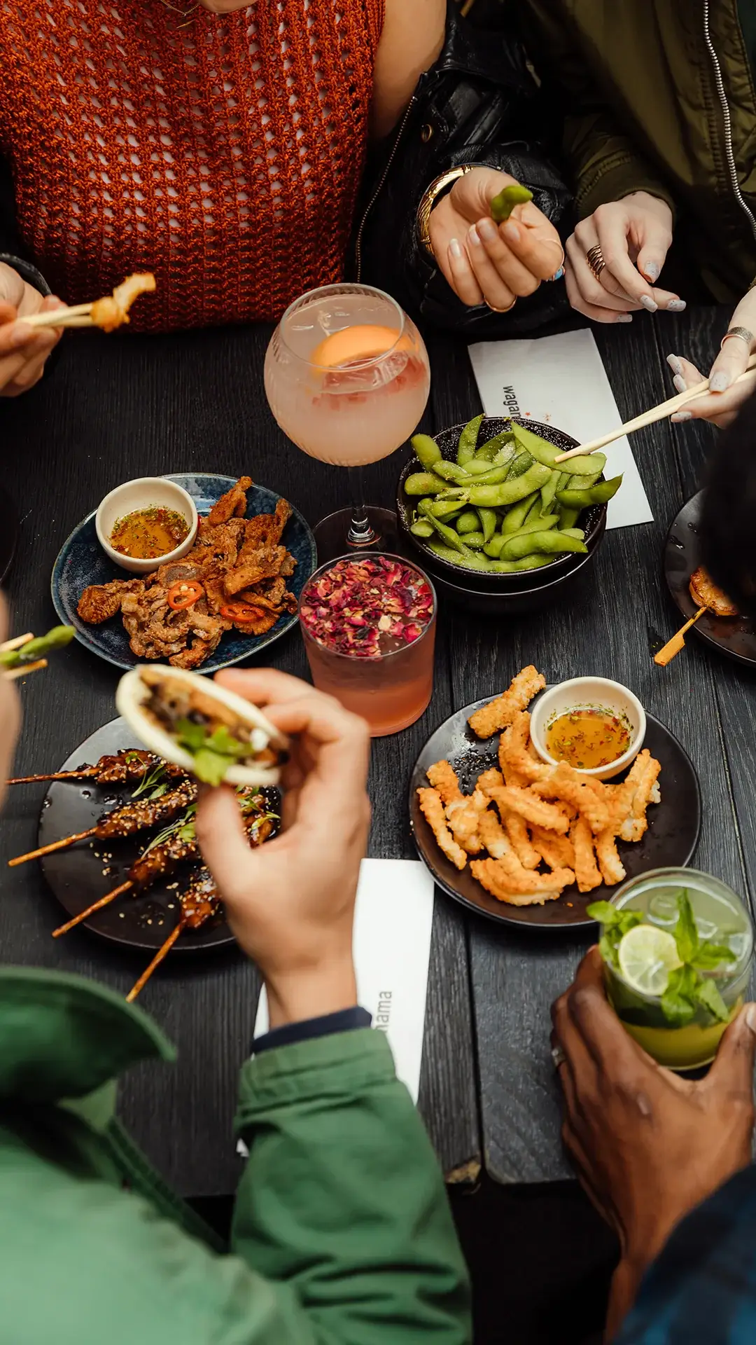 a table of wagamama sides